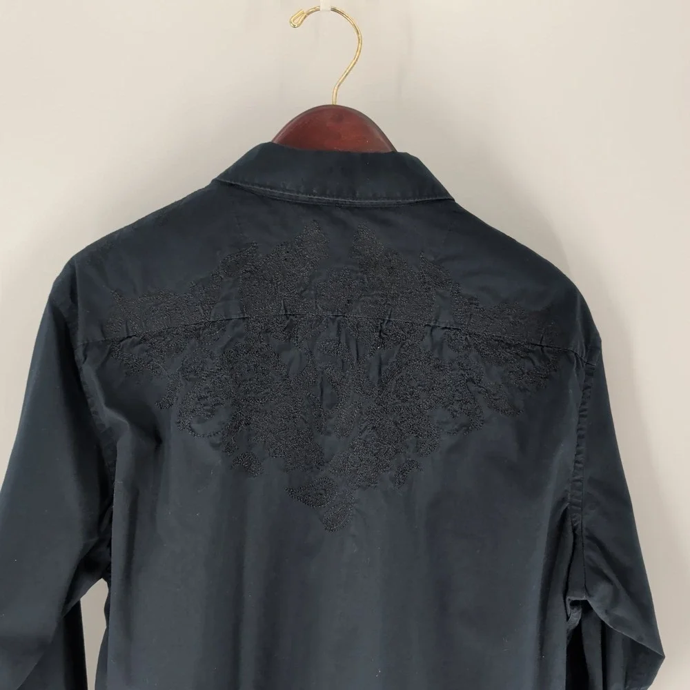 APT.9 Classic Cotton‎ Long Sleeve Everyday Comfort Button Up Shirt Black Size L